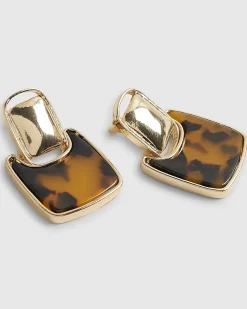 Brown Square Doorknocker Earrings