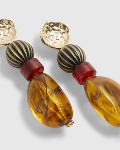Brown Stone Drop Earrings
