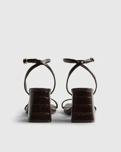 Brown Strappy Low Block Heel Sandals