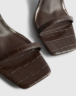 Brown Strappy Low Block Heel Sandals