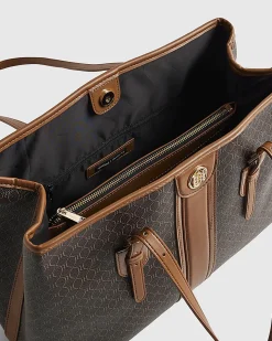 Brown Stripe Panel Shopper Bundle Bag