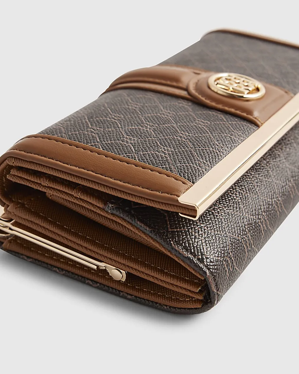 Brown Stripe Panel Shopper Bundle Bag