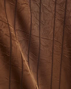 Brown Striped Satin Long Sleeve Shirt