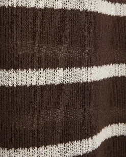 Brown Striped Textured Wide Leg Trousers