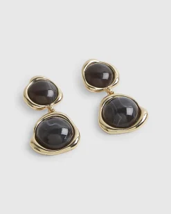 Brown Studio Marble Drop Earrings