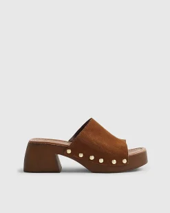 Brown Suede Clogs