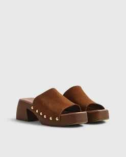 Brown Suede Clogs