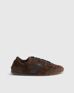 Brown Suede Elastic Back Trainers