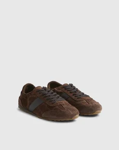 Brown Suede Elastic Back Trainers