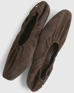 Brown Suede Elastic Ballet Pumps