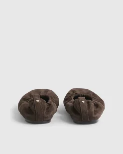 Brown Suede Elastic Ballet Pumps