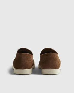 Brown Suede Woven Loafers