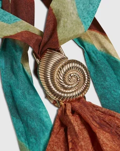 Brown Swirl Print Halter Neck Top