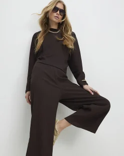 Brown Textured Culottes