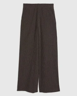 Brown Textured Wide Leg Trousers