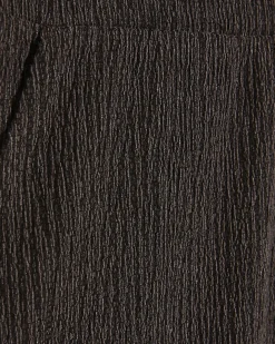 Brown Textured Wide Leg Trousers