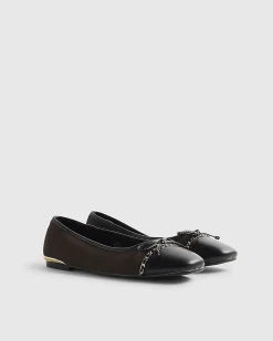 Brown Toe Cap Flat Ballet Pumps
