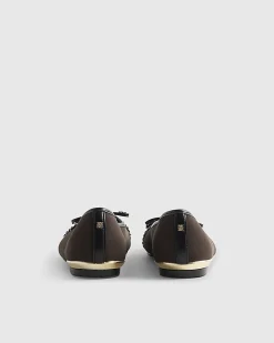 Brown Toe Cap Flat Ballet Pumps
