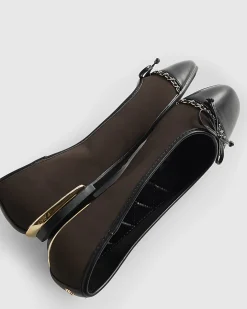 Brown Toe Cap Flat Ballet Pumps