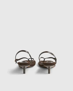 Brown Toe Thong Heeled Sandals