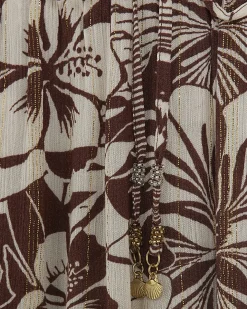 Brown Tropical Print Beach Trousers