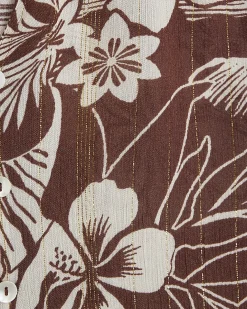 Brown Tropical Print Beach Shirt