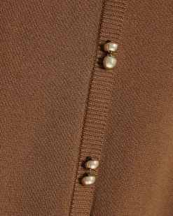 Brown V Neck Button Jumper