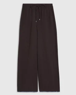 Brown Whipstitch Drawstring Cotton Trousers