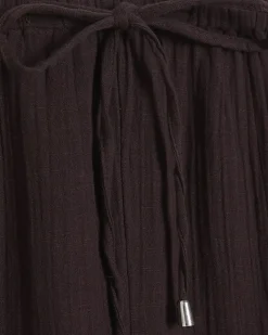 Brown Whipstitch Drawstring Cotton Trousers