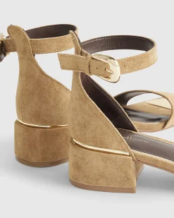 Brown Wide Fit Faux Suede Heel Sandals