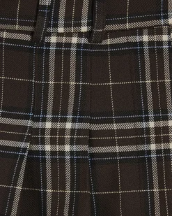 Brown Wide Leg Check Trousers