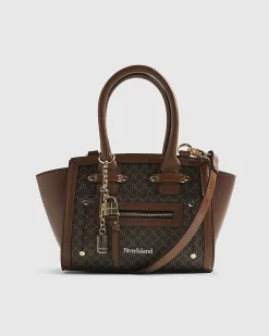 Brown Winged Panelled Zip Tote Bag