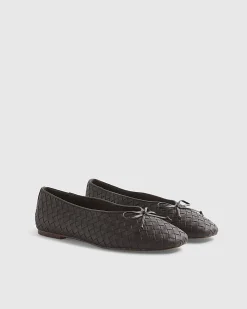 Brown Woven Ballet Flats