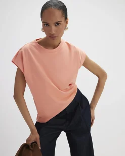 Coral Cotton Grown On Sleeve T-Shirt
