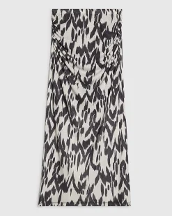 Cream Abstract Print Maxi Skirt