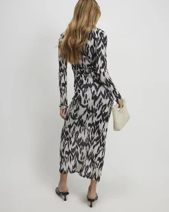 Cream Abstract Print Maxi Skirt