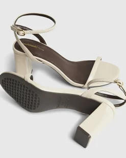 Cream Block Heeled Open Toe Sandals