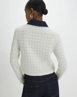 Cream Boucle Denim Mix Cardigan