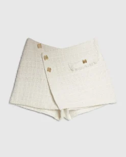 Cream Boucle Wrap Skort