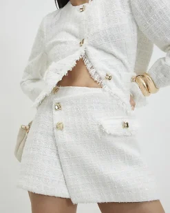 Cream Boucle Wrap Skort