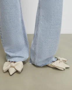 Cream Bow Slingback Flats