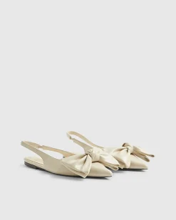 Cream Bow Slingback Flats