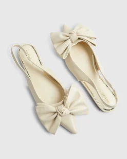 Cream Bow Slingback Flats