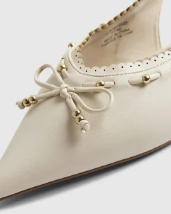 Cream Bow Slingback Pumps