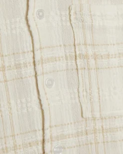 Cream Boxy Fit Textured Check Shirt