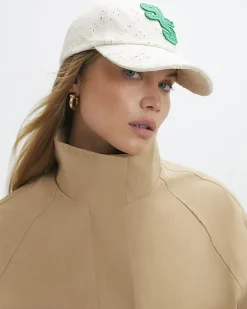 Cream Broderie baseball Cap