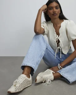 Cream Broderie Charm Trainers