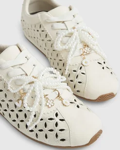 Cream Broderie Charm Trainers