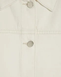 Cream Button Through Denim Dress