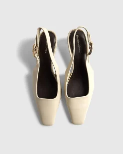 Cream Chisel Toe Slingback Court Heels